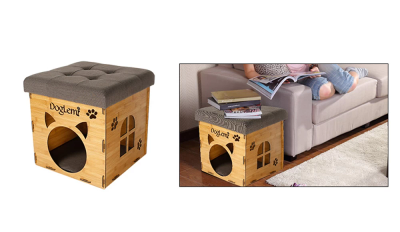 Banco escondite para gato café claro